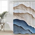 thumbnail image 2 of Small Stall Shower Curtain 48x72 Inch Narrow Half Size Blue Beige Bath Curtains Bathroom Decor Modern Coastal Wave Abstract Art Waterproof Fabric Shower Curtain Set with Hooks 48 Inch, 2 of 6