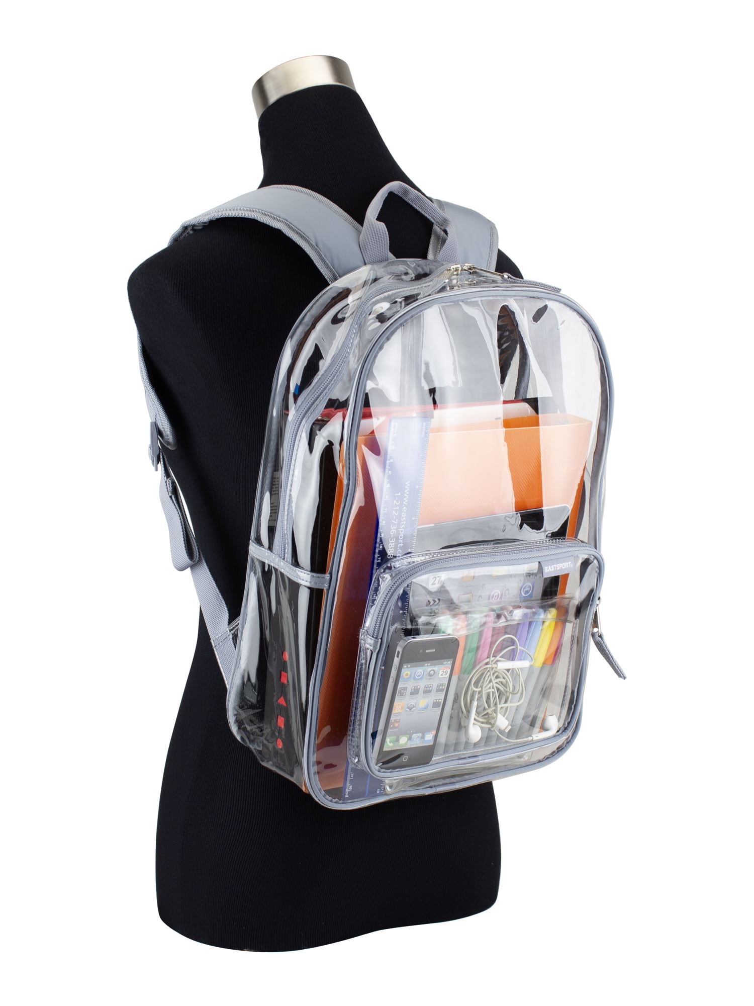 Eastsport Unisex Spark Clear 16" Backpack, Cool Grey