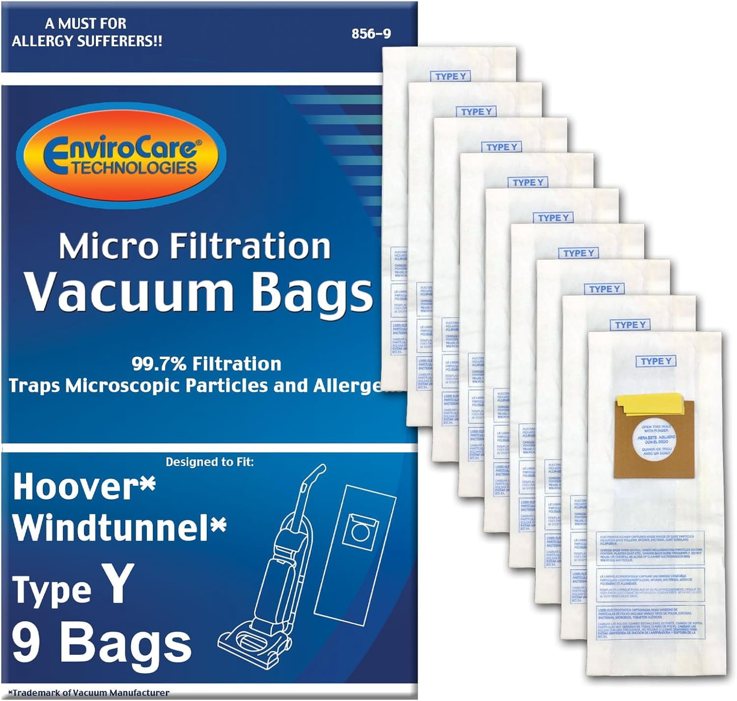 MHAWBL-Replacement Micro Filtration Vacuum Cleaner Dust Bags for Hoover Windtunnel Upright Type Y 9 Pack