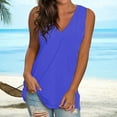 thumbnail image 2 of Pxiakgy Womens Summer Tank Tops Basic Tanks V Neck Sleeveless T Shirts Side Split Solid Color Loose V Neck Sleeveless Sleeveless Solid Color Blouse Business Casual Tank Flowy Tops Dark Blue Xl, 2 of 5