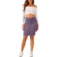 thumbnail image 3 of INSPIRE CHIC Women's Denim Skirts Distressed High Waist Ripped Hem Washed Jean Skirts with Pockets M Purple, 3 of 7