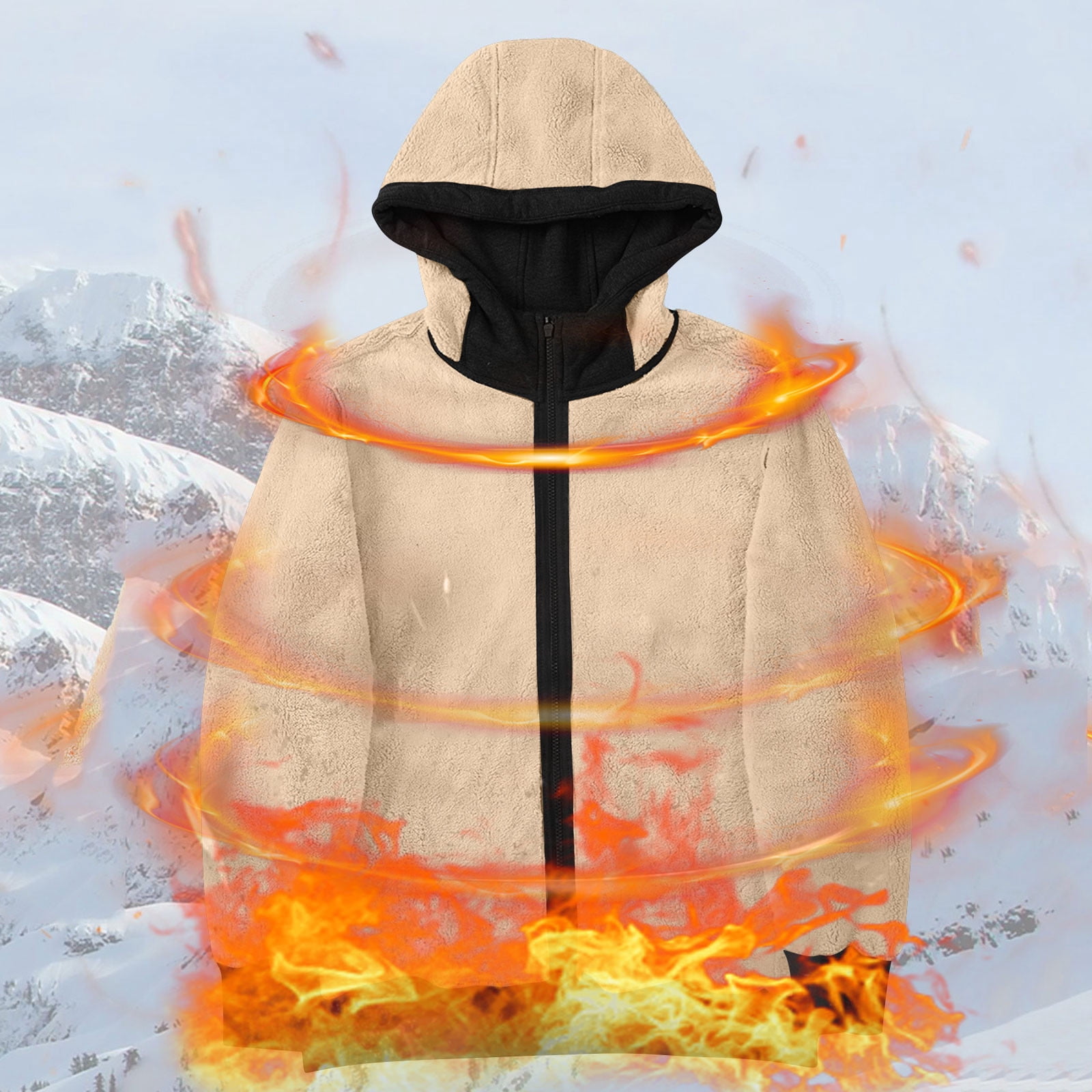 GuangCheng Mens Sherpa Lined Hoodies,Full Zip,Hooded Sweatshirts,with Plush Fleece Interior,Black,3XL