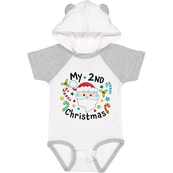 Inktastic My Second Christmas Santa with Candy Canes Boys or Girls Baby Bodysuit