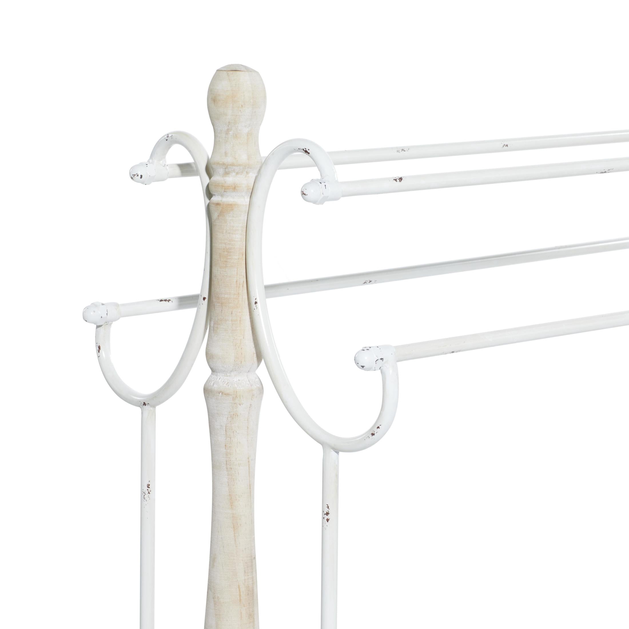 DecMode 4 Shelf Light Brown Wood Scroll Quilt Rack