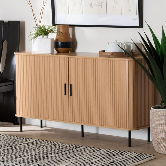Baxton Studio Lucia Mid-Century Sideboard, 55", Light Oak