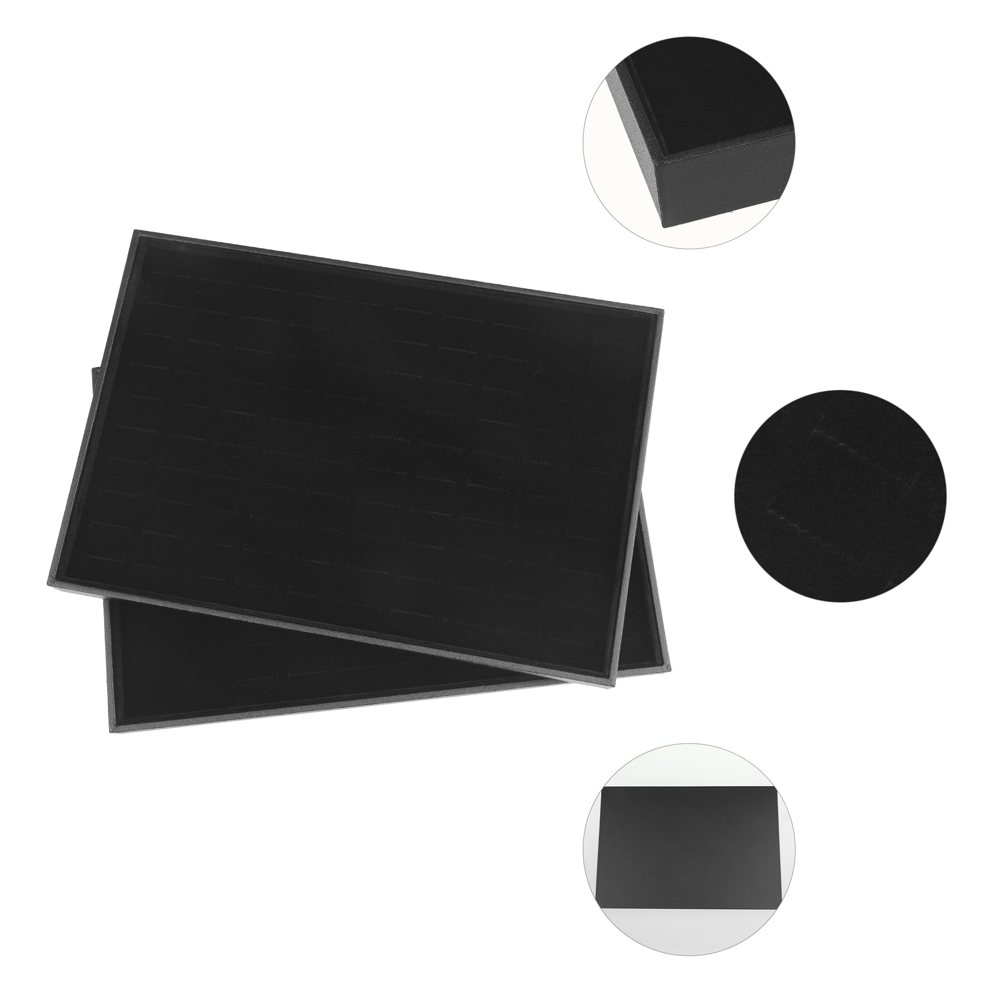 Unique Bargains Set of 2 Stackable Jewelry Boxes Organizer Trays with Removable Dividers Black Ring Tray
