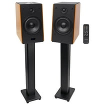 Pair Rockville HD5 5" 150w RMS Bluetooth Bookshelf Home Theater Speakers Stands
