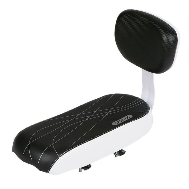 Back Seat Cycling Bike MTB PU Leather Soft Cushion Rear Rack Seat Seat with Back Rest Black & White