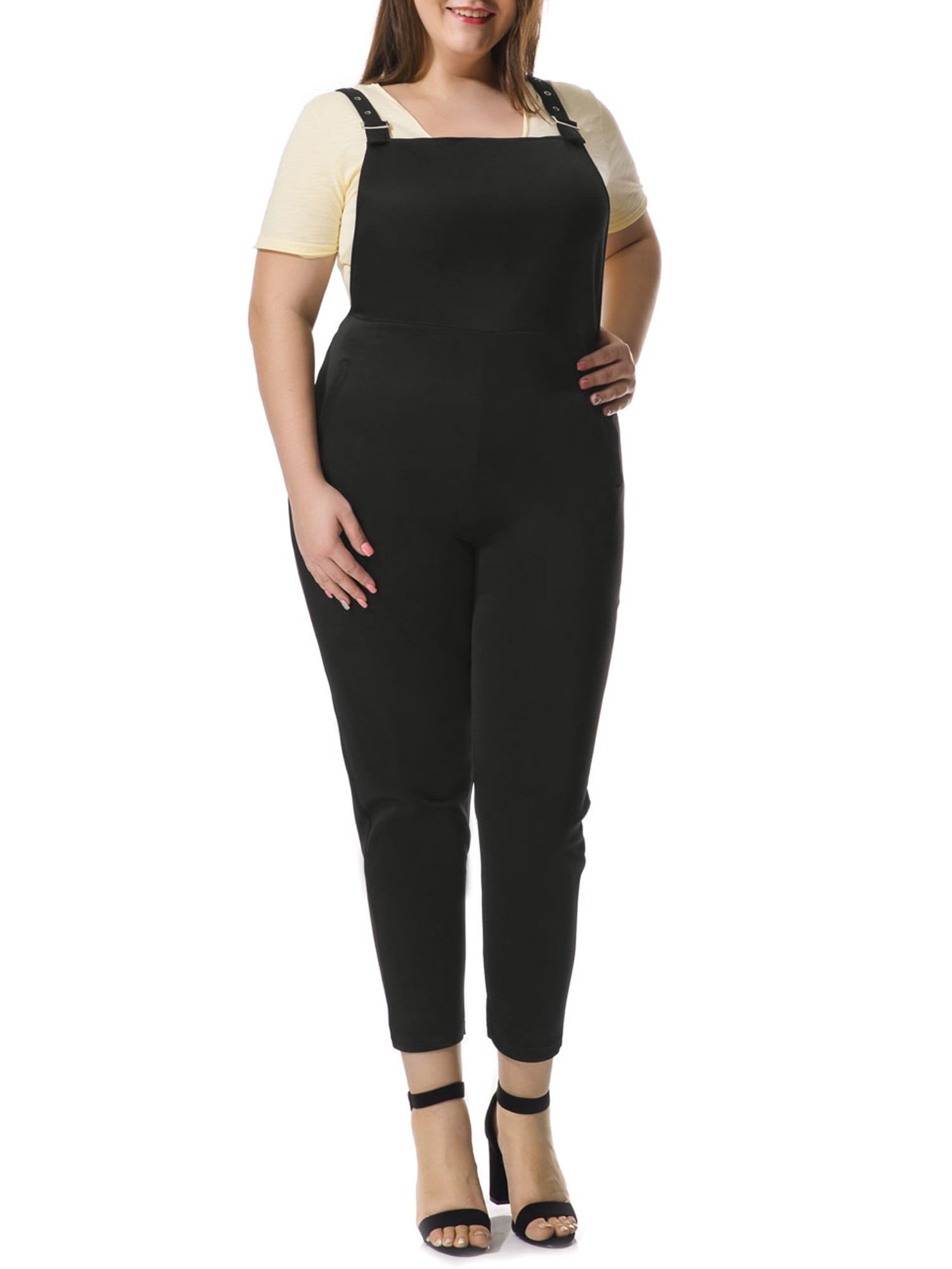 plus size black pinafore