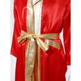 thumbnail image 5 of iiniim Kids Boys Metallic Boxing Robe Boxing Hooded Satin Boxer Cloak with Belt Burgundy 12, 5 of 7