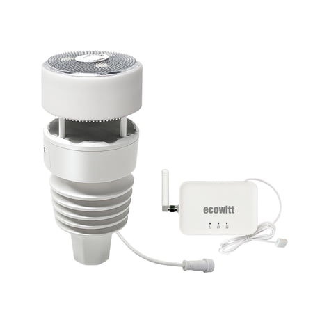 Ecowitt GW3001 Wittboy Electronic 7-in-1 Wi-Fi Weather Station, IoT Wi-Fi Hub with SD Card Data Storage, 7-in-1 Outdoor Solar Powered Haptic Rainfall Sensor Ultrasonic Anemomete, Includes Bird Spikes