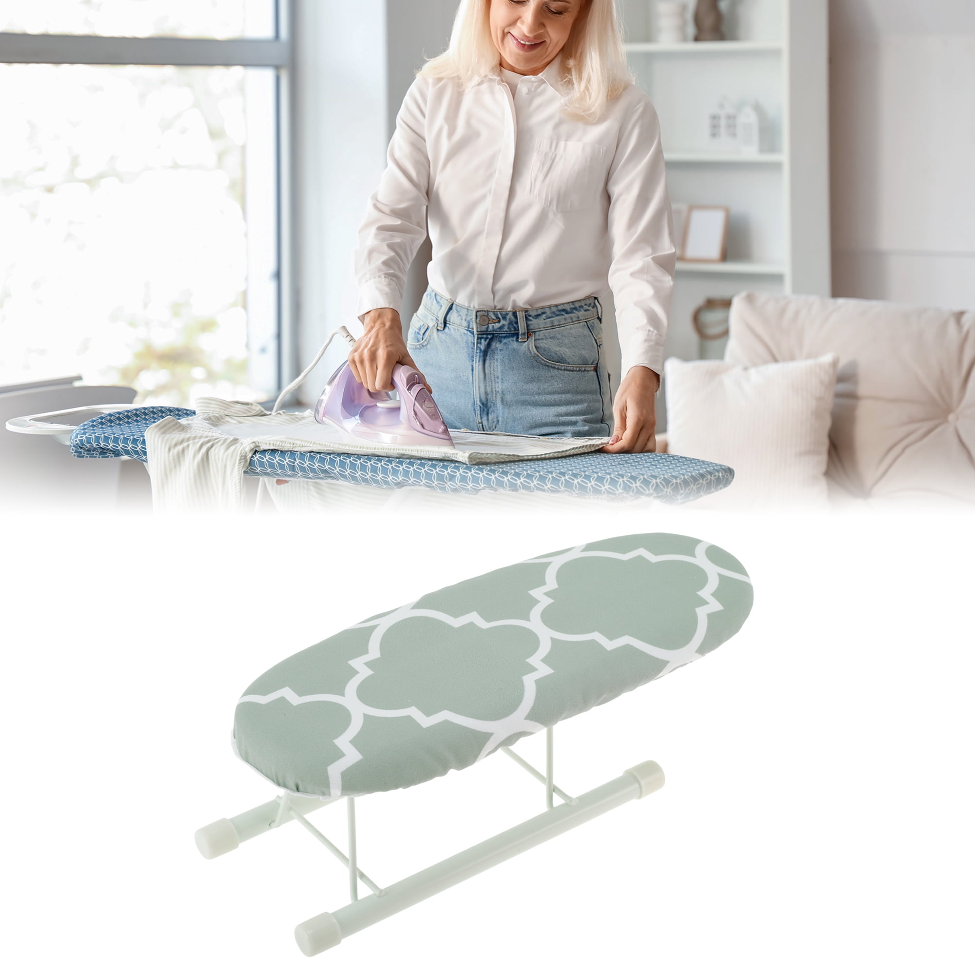 Unique Bargains Foldable Mini Ironing Board Small Travel Light Gray