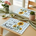 thumbnail image 6 of Sunflower Placemats for Dinning Table Set of 6, Blue Plaid Farmhouse You Are My Sunshine Burlap Kitchen Place Mats Waterproof Cloth Table Mats, Indoor Outdoor Placemats Easy Clean Dinner Decor, 6 of 8