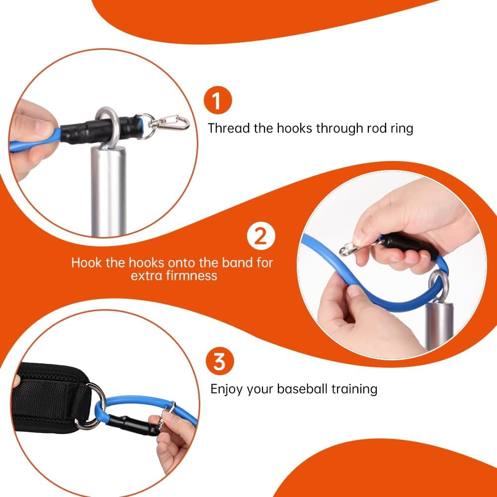 Adoreal Resistance Bands - Baseball Pitching Trainer with Interchangeable Grips to Build Arm Strength