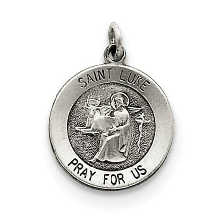 Sterling Silver Engravable Antiqued Saint Luke Medal