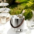 thumbnail image 5 of 3L Large Ice Bucket with Lid, Scoop, Ice Tong, Strainer & Leather Handle Keep Ice Frozen Longer Large Wine Ice Buckets for Parties,Cocktail Bar, Chilling Beer Champagne, Dark Brown Handle 3L, 5 of 16