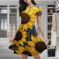 thumbnail image 2 of Sunflower Burst Art Print Women's Classic Swing Skater Dress Casual Work Party Cocktail Dresses, 2 of 6