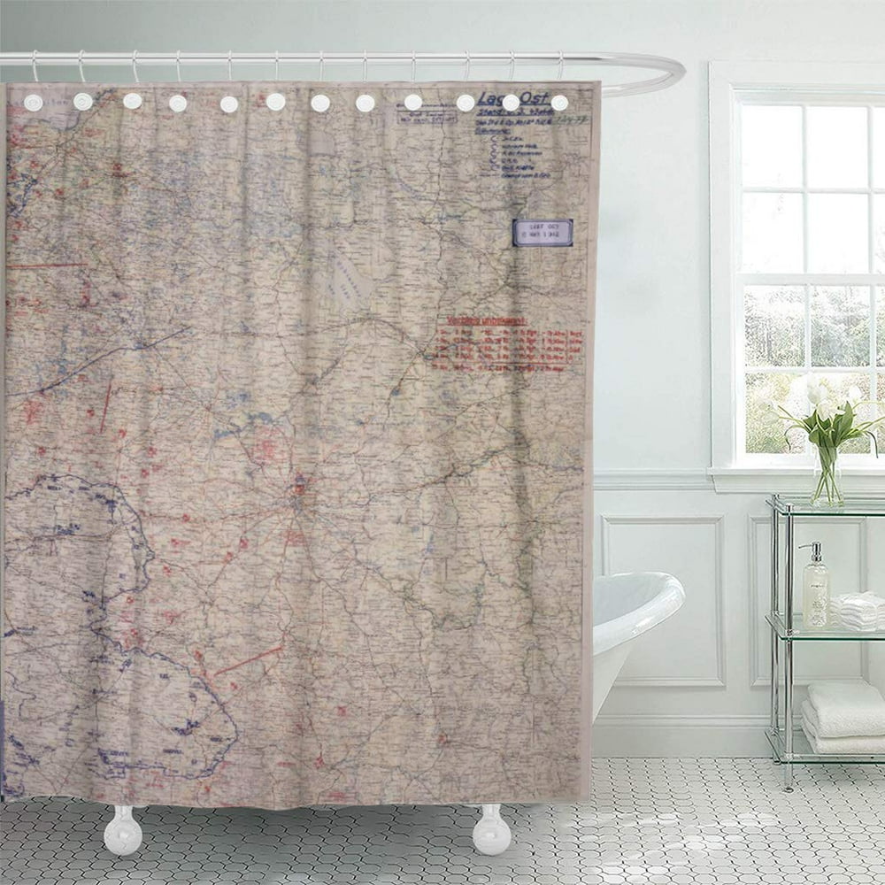 CYNLON Ww2 German Ww Battle Map World War Bathroom Decor Bath Shower