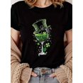 thumbnail image 1 of Women's "Happy St. Patrick's Day" White T-Shirt - Comfortable, Fashionable Casual Wear With Green Clover And Leprechaun Hat Design, Short Sleeve Round Neck Top, Seasonal Top|Comfortable Fit, Ladies T, 1 of 6