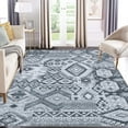 thumbnail image 4 of FairOnly Grey Bohemian Geometric Low Pile 5'x7'Area Rug for Living Room Non Slip Stain Resistant Floor Cover for Bedroom Dining Room, 4 of 7