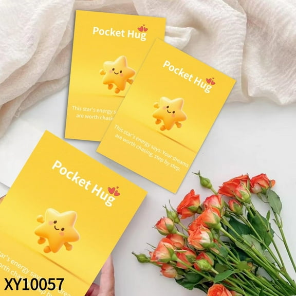 Lovely Pocket Card Deco for Lucky Gifts for Family and Friends,60pcs Super Cute Star Emotional Support,Pocket Hug Cards, Suitable for Desks, Hug Cards Christmas Stocking Decor Supplies for Girls