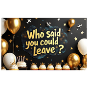 LUUFILx Black Gold Themed Farewell Party Banner with Airplane Star Elements Background Decors for Departure Parties Goodbye Events Photography Props Decorations