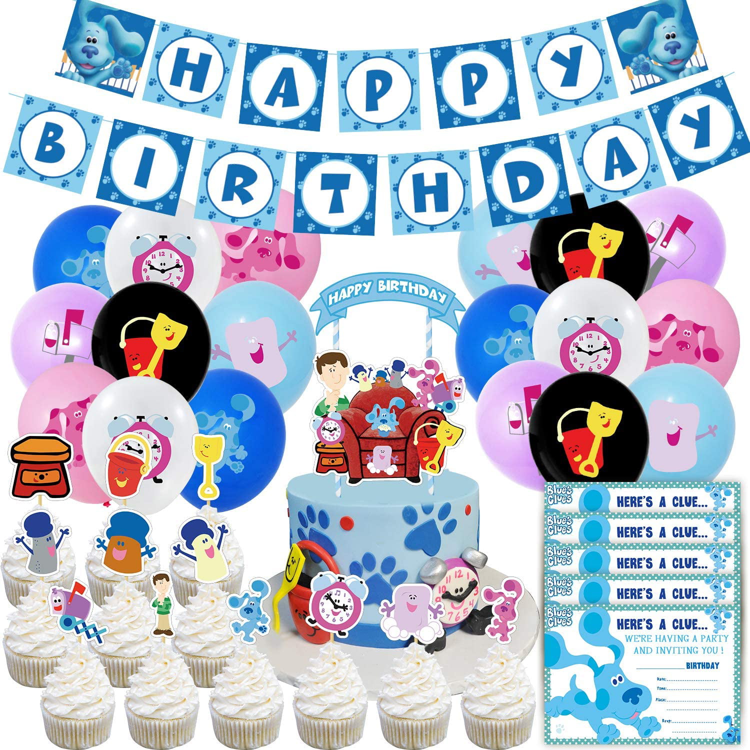 BLUE'S CLUES ROOM THEME 8 PACK INVITATIONS AND THANKS 
