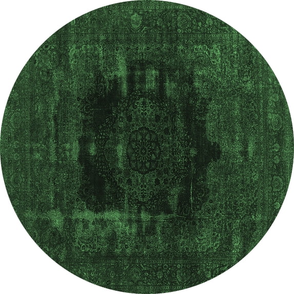 Ahgly Company Indoor Round Persian Emerald Green Bohemian Area Rugs, 8' Round