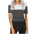 thumbnail image 2 of Liquidation d'Économies! BEFOKA T-Shirt Grande Taille pour Femmes, Blouse Décontractée d'Été pour Femmes, Blouse Décontractée à Boutons Imprimés Manches Courtes Col Rond, 2 of 5