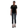 thumbnail image 2 of Time and Tru Women's Crushed Velvet Top with Short Sleeves, Sizes XS-XXXL, 2 of 5