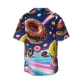 thumbnail image 6 of Lsque Space Colorful Donut print Men's Cuban Collar Short Sleeve Shirt Summer Beachwear Casual Button Down Fashionable Vacation Leisure Shirt-4X-Large, 6 of 7