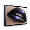 thumbnail image 3 of Designart 'Woman Lips With Black Lipstick & Purple Paint' Modern Framed Canvas Wall Art Print, 3 of 5