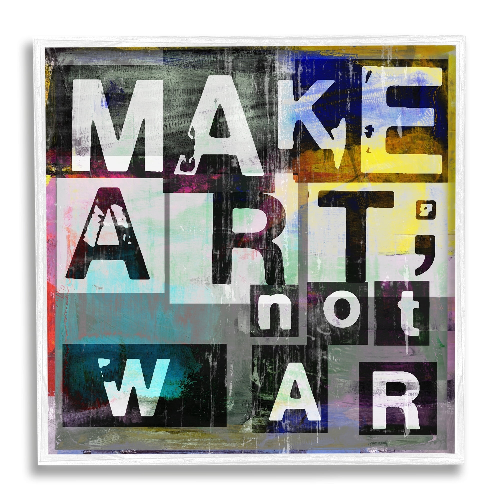 Stupell Industries Make Art Not War Quirky Modern Typography Letters Framed Wall Art, 12 x 12, Design by Sven Pfrommer