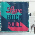 thumbnail image 1 of Ambesonne Rock Music Shower Curtain, I Love Rock 'n' Roll, 69"Wx84"L, Dark Coral Turquoise, 1 of 3
