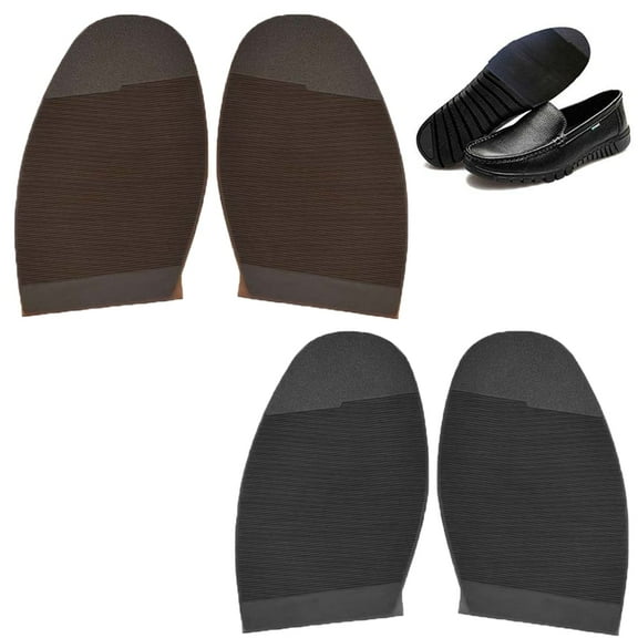 2 Pairs Rubber Sole Protection Pads Durable Shoe Repair Material Anti-Slip Front Sole Replacement for Dress Shoes