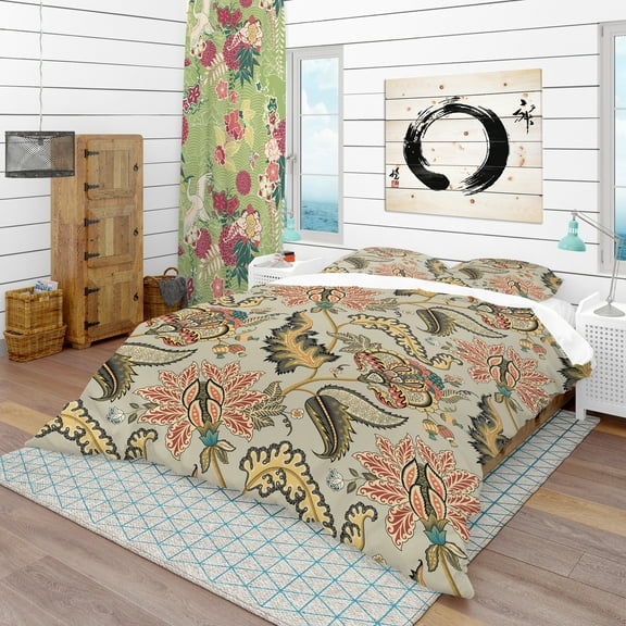 Designart 'Vintage Indian Floral Pattern' Tropical Duvet Cover Set
