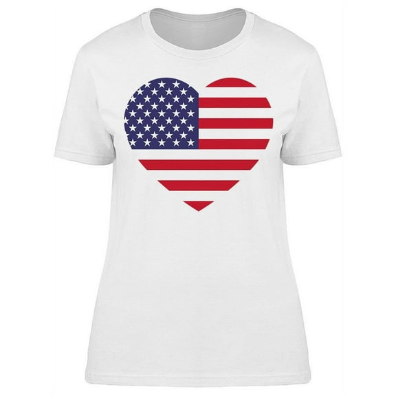 Usa Flag Heart Shaped T-Shirt Women -Image by Shutterstock, Female Medium