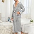 thumbnail image 2 of SHTXOZHI Mens Flannel Hooded Robe with Pockets Plush Fuzzy Fleece Lightweight Long Spa Bathrobe, 2 of 4