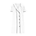 thumbnail image 4 of Xysaqa Scrub for Women Short Sleeve Work Uniforms Collar Buttons V Neck Midi Dress Solid Color Nursing Scrub Dress Holiday Nurse Workwear S-2XL Summer Savings, 4 of 6
