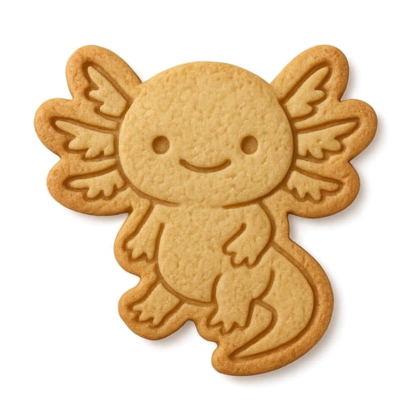 Mighty Gadget Smiling Axolotl Cookie Cutter & Stamp - 4x3.5" Fun Character for Happy Baking (Random Color)