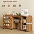 thumbnail image 4 of HOMCOM Table de Couture Pliante avec Abattant, Table d'Artisanat Roulante, Brun, 4 of 10