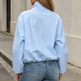 thumbnail image 6 of TEAJOPSUU Women's Cropped Zip Up Jacket Stand Collar Long Sleeve Outerwear Jackets with Pockets for Casual Streetwear Blue, 6 of 7