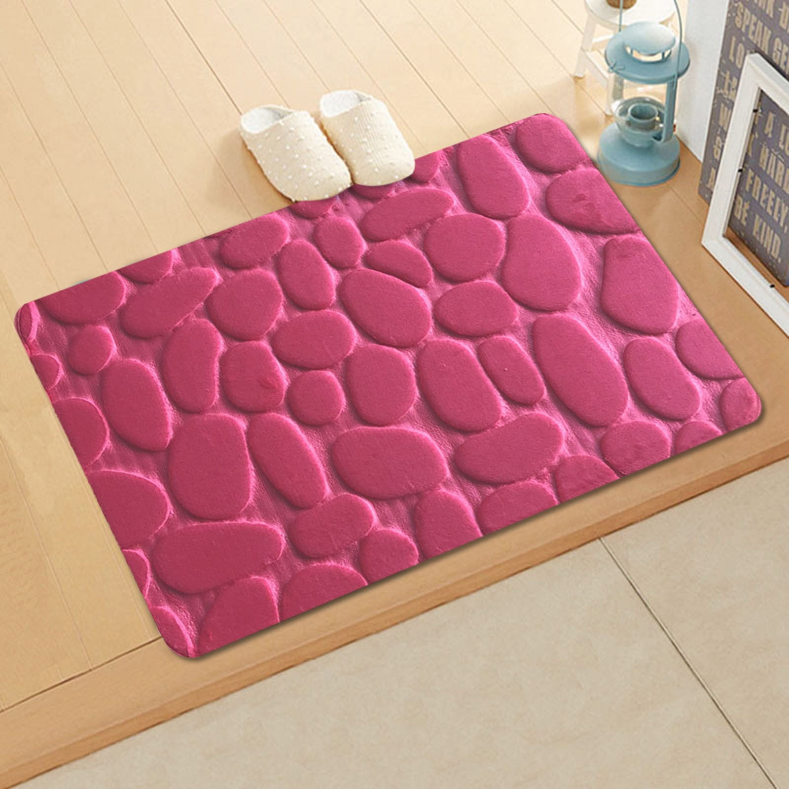 WEPRO Polyester Flannel Household Pebbles Floor Mat Absorbent Antislip