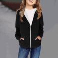 thumbnail image 5 of SELONE Kids Hooded Jackets with Pockets Hooded Lightweight Zipper Solid Long Sleeve Fall Winter Coats Black 10 Years, 5 of 8