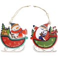 thumbnail image 4 of Décoration Pendentif en Bois pour Noël en Forme de traîneau avec Papa Noël et Bonhomme de Neige decorations de Arbre DE Noël 2 piezas Zhivalor ZYY-2596, 4 of 4
