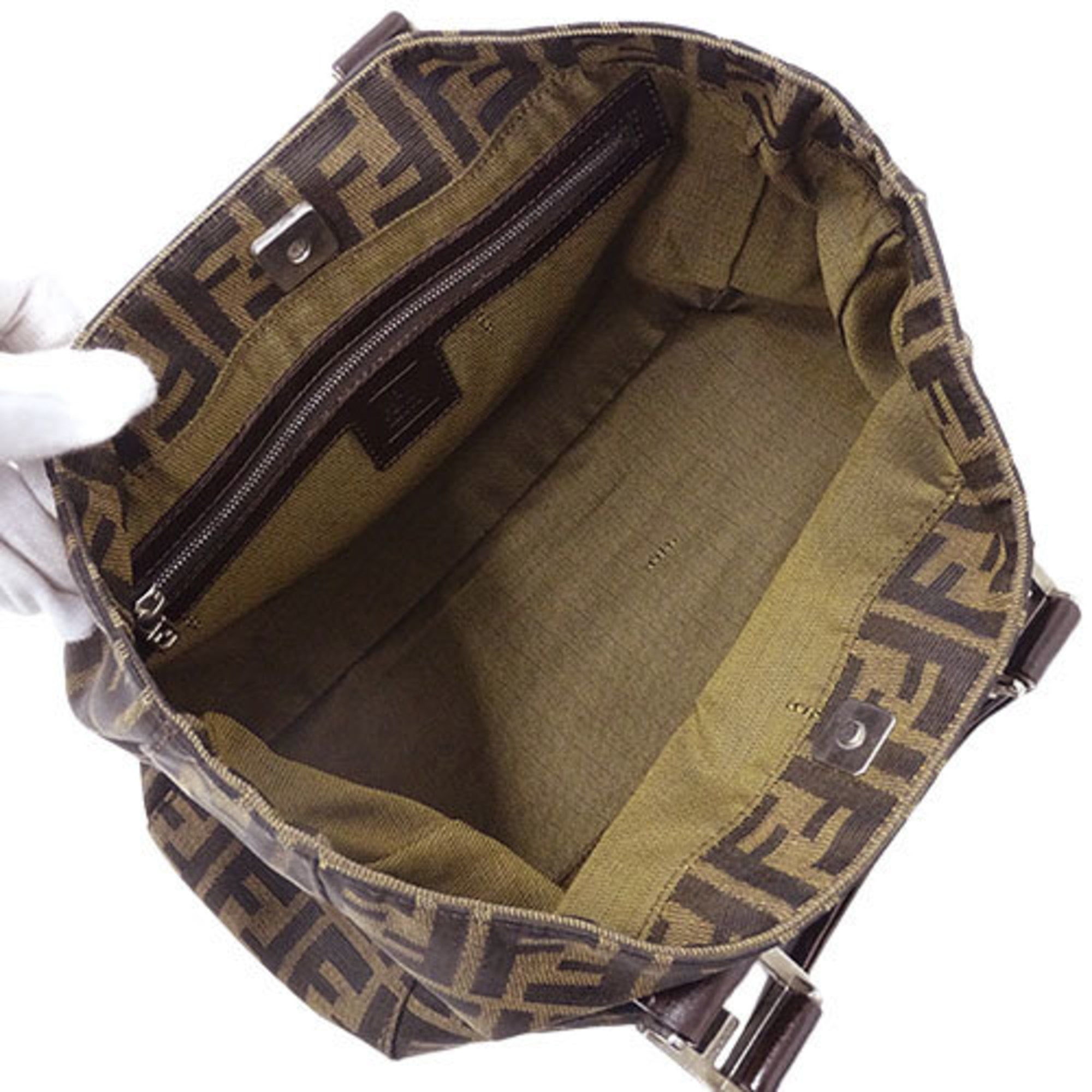 FENDI Zucca Canvas Hand Bag Black Brown Auth yk7553b ref.970359