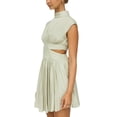 thumbnail image 4 of Faithtur Robe Décontractée Plissée à Découpe Col Montant Couleur Unie Robes de Soirée pour Femmes Été Plage Mode Urbaine, 4 of 8