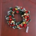 thumbnail image 2 of Christmas Wreath for Front Door | Festive Artificial Floral Holiday Wreath LED Lights | Faux Pine Décor with Bonus Wreath and Accessories Hooks and Linen Hanging Ribbon - 12 inch, 2 of 9