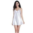 thumbnail image 2 of Defitshape Women's Satin Nightgown Baby Doll Lingerie Dress Fit And Chemise Flare Full Slip Above Knee Low Back Micro Night Lounge Dress White XX-Large, 2 of 5