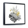 thumbnail image 3 of Designart 'Bouquet With Golden Tropical Leaves and Monochrome' Tropical Framed Canvas Wall Art Print, 3 of 5